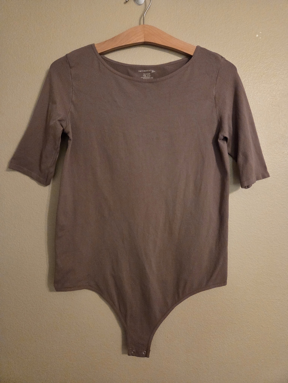 FREE PEOPLE | INTIMATELY FP Crew Love Taupe Seamless ¾ Sleeve One Piece Bodysuit